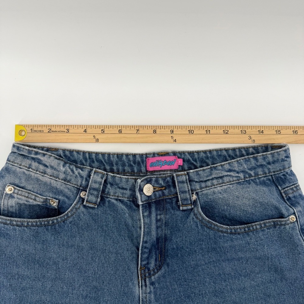Edikted Carpenter Jeans Women M Blue Medium Wash Wide Leg Y2K High Rise Utility - Picture 6 of 9